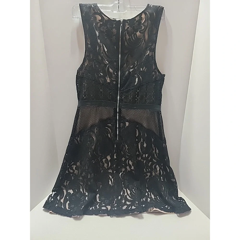 Mossimo Black Lace Dress With Beige Under Slip Size Large